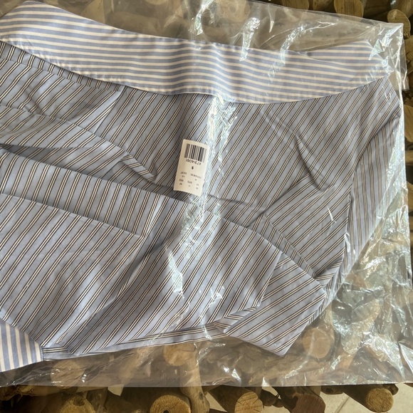 EXPRESS Poplin Striped One Shoulder Draped Top - Picture 7 of 8